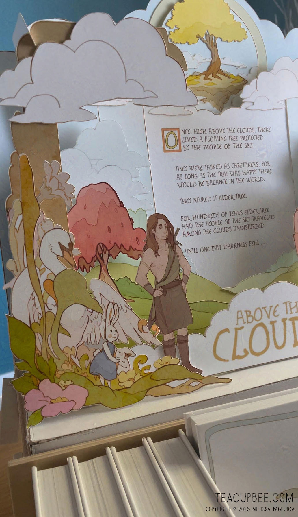 A pop up display holding the book 